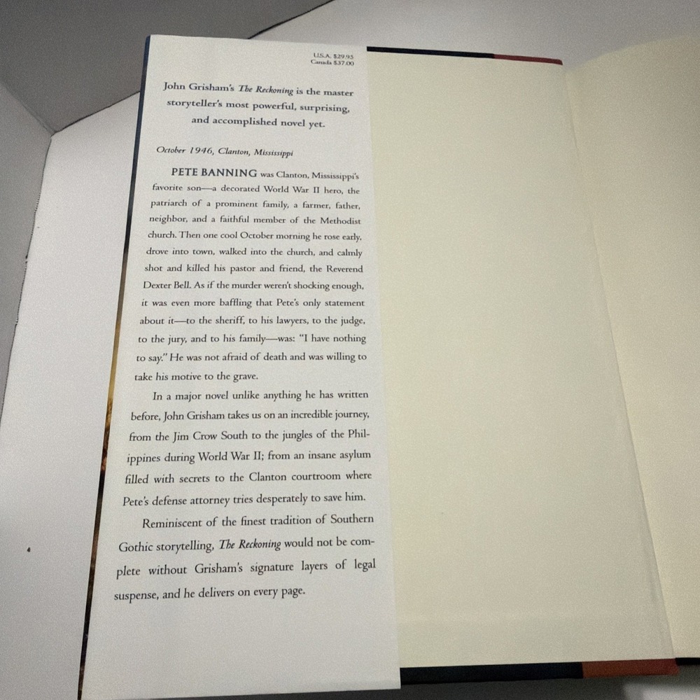 The Reckoning by John Grisham Hardcover First Edition 2018 Legal Thriller Novel - Picture 6 of 7